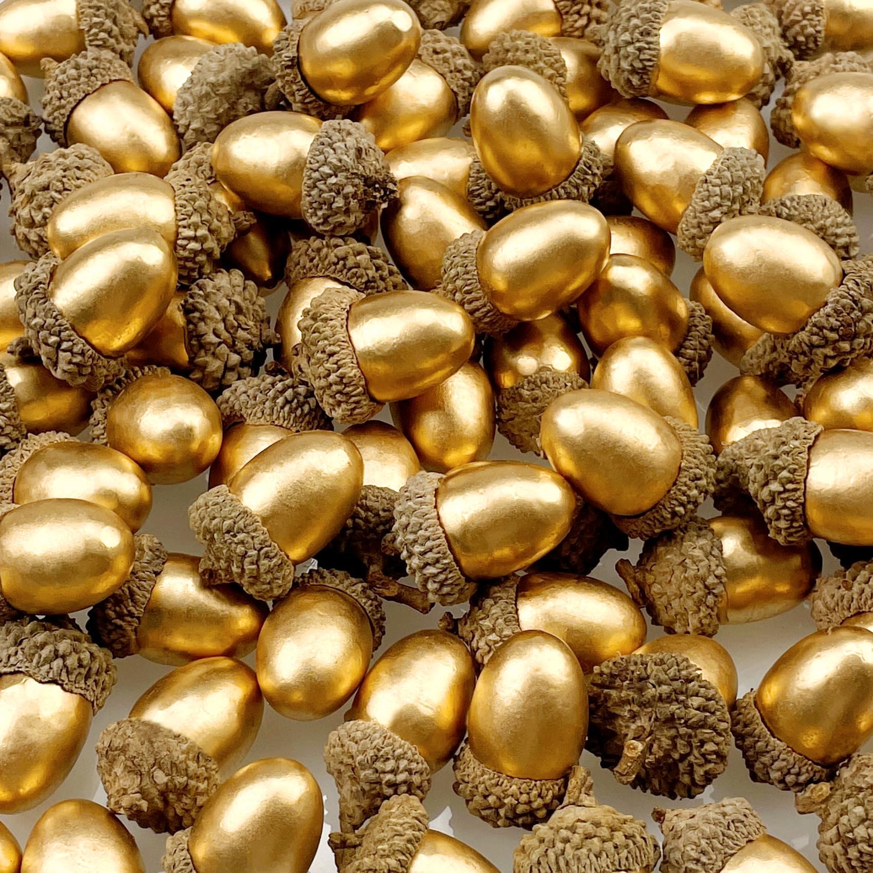 Lorigun 50 Pcs Artificial Acorns Golden Acorns with Natural Acorn Cap Fake Acorn for Decoration Home House Kitchen Decor Christmas Decoration Fall Table Scatter Crafting
