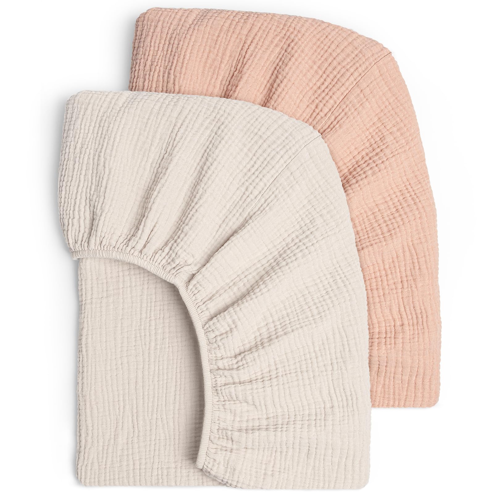 Lot De 2 Draps-Housses En Mousseline Lulumoon - 90x40 Cm - Pour Berceau Et Poussette - 100% Coton