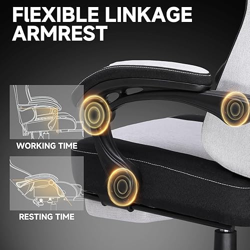 Miniatura 7 de GTPLAYER Silla para videojuegos, silla de oficina de tela para computadora con cojín de resorte de bolsillo, ergonómica para oficina y juegos, silla