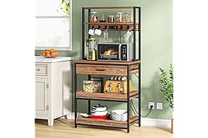 Tribesigns Kitchen Bakers Rack with Power Outlets