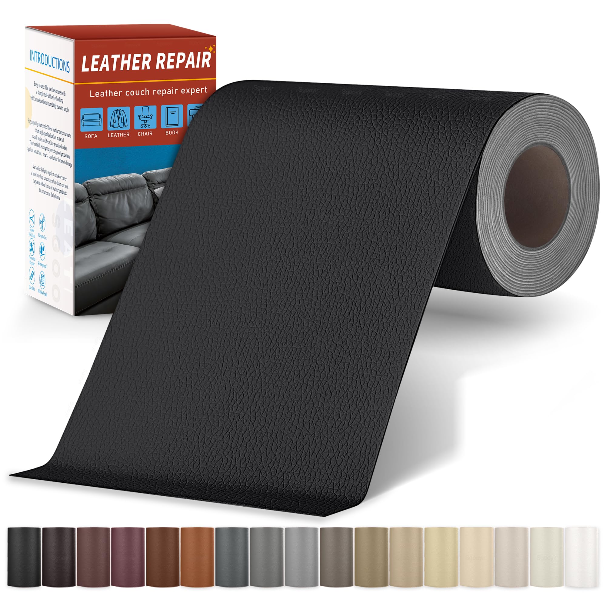 Sgooyir Leder Reparatur Set, Kunstleder Selbstklebend, Kunstleder Reparaturset Flicken Selbstklebend Patch für Autositze, Sofa, Jacken, couch, MöbelV