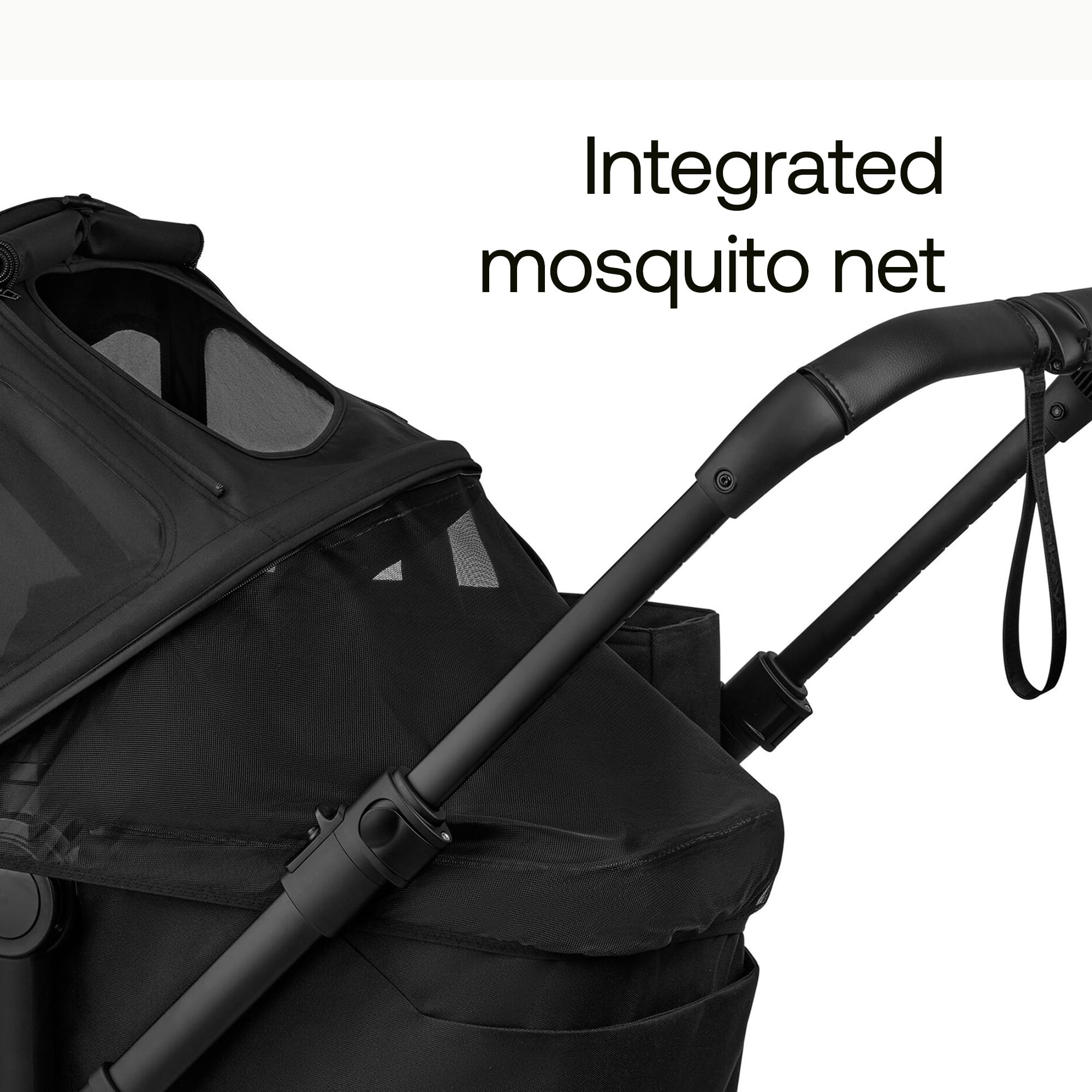 Bugaboo Donkey 6 Capote à fenêtres, extensible pour une couverture supplémentaire et une protection solaire optimale, hydrofuge, compatible avec toutes les poussettes Bugaboo Donkey, Heritage Black