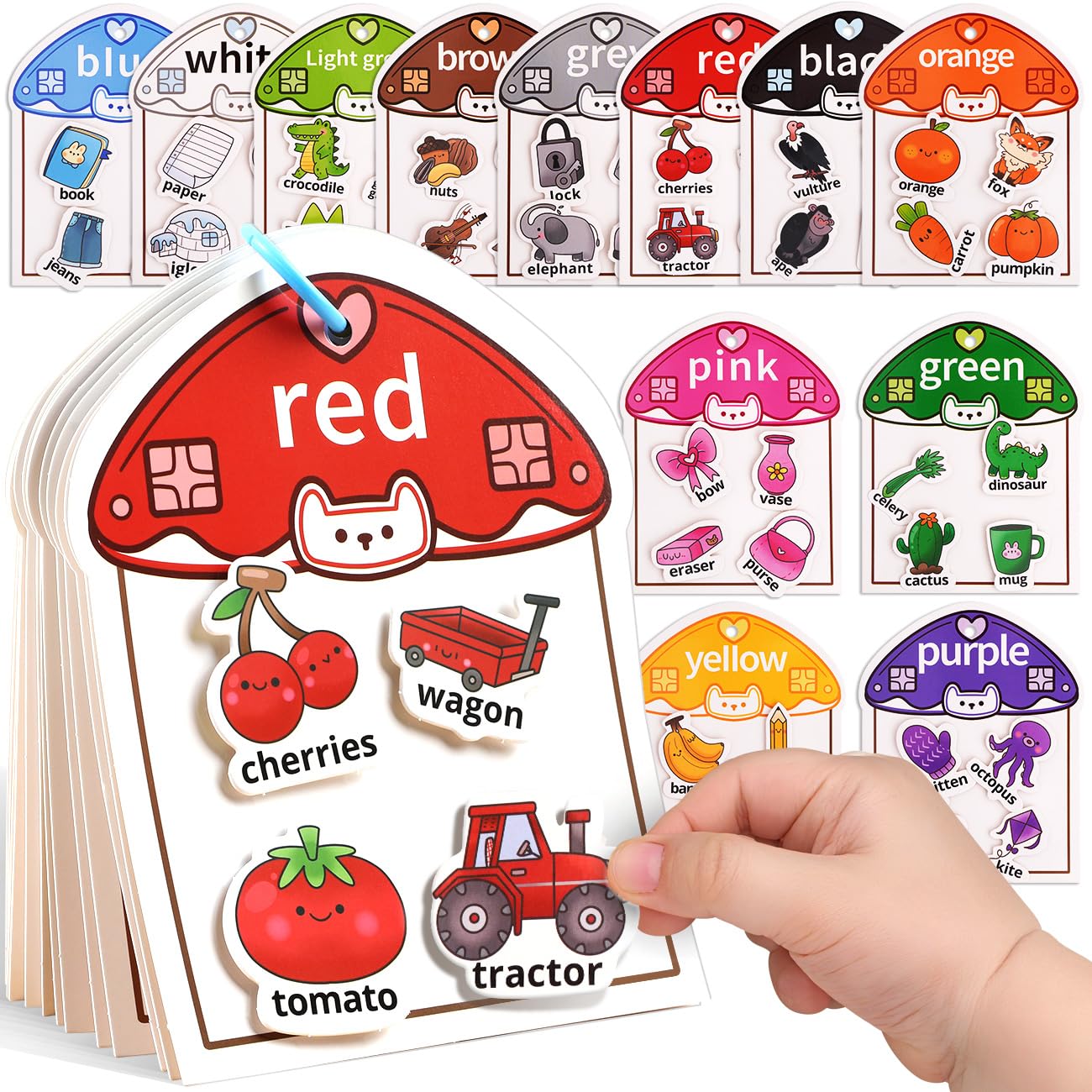 Montessori Busy Book Color Sorting Toys for Toddlers 2-4, Educational Preschool Learning Activities for Kids, Sensory...