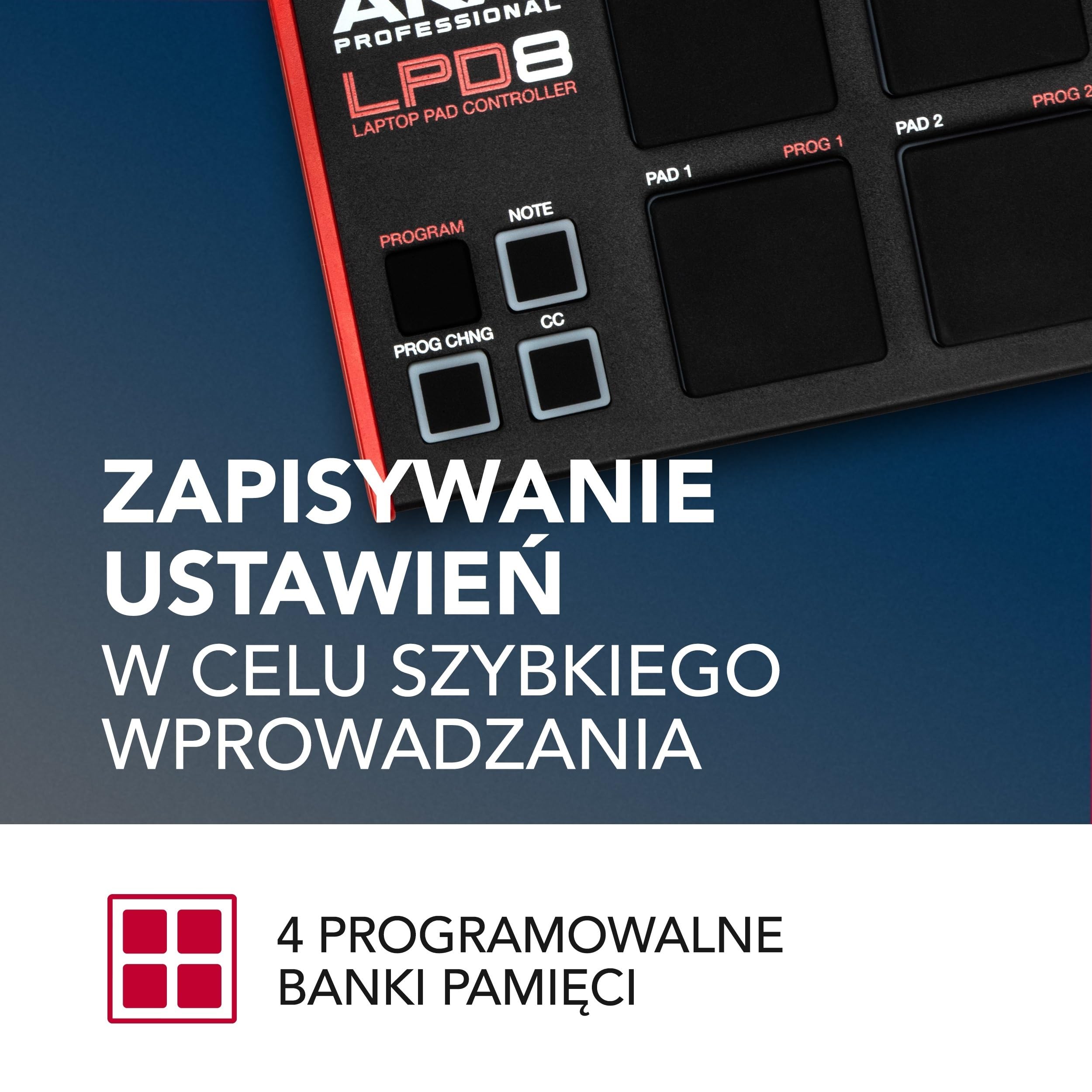 Akai Professional LPD8 - Kontroler USB MIDI z 8 Responsywnymi Padami Perkusyjnymi MPC (Mac i PC), 8 Pokrętłami i Programy do Produkcji Muzyki