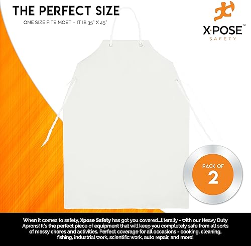Miniatura 10 de Xpose Safety Delantal de vinilo resistente, material impermeable de grado industrial para máxima protección, trabajo de laboratorio