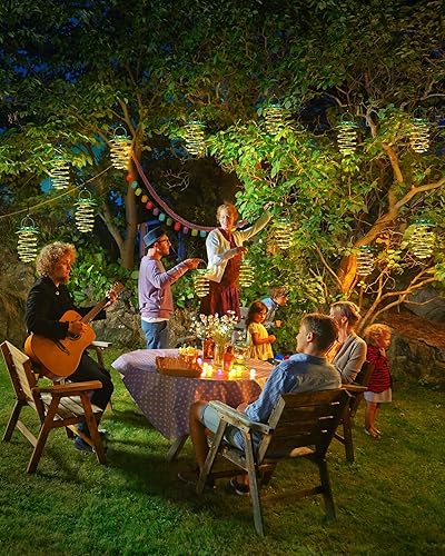 Miniatura 4 de JSOT Luces solares de piña, paquete de 4 faroles solares colgantes para exteriores, impermeables, faroles de piña colgantes, jardín, patio,