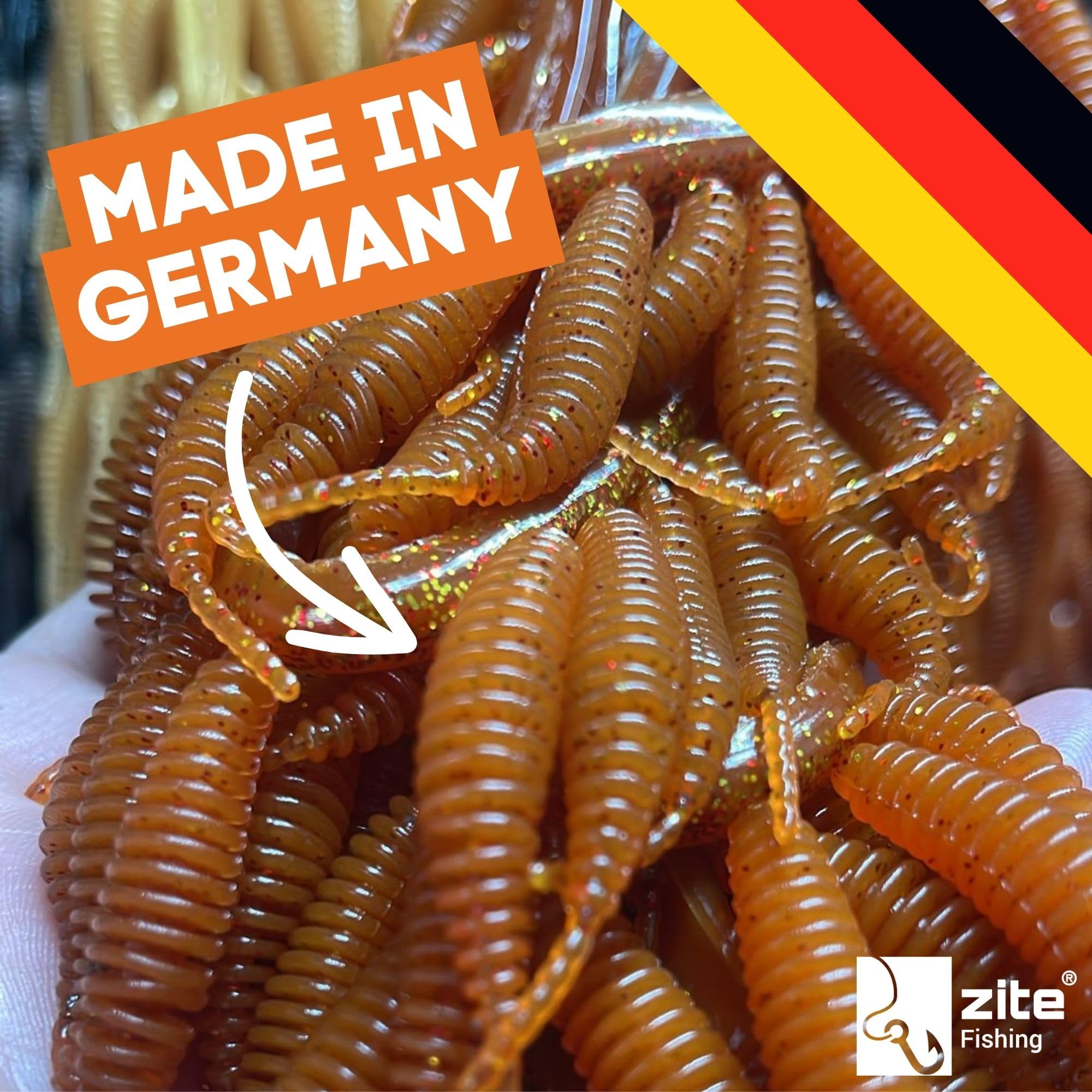 Zite Fishing Slinky Snake | 8 Stück Aromatisierte Gummiköder