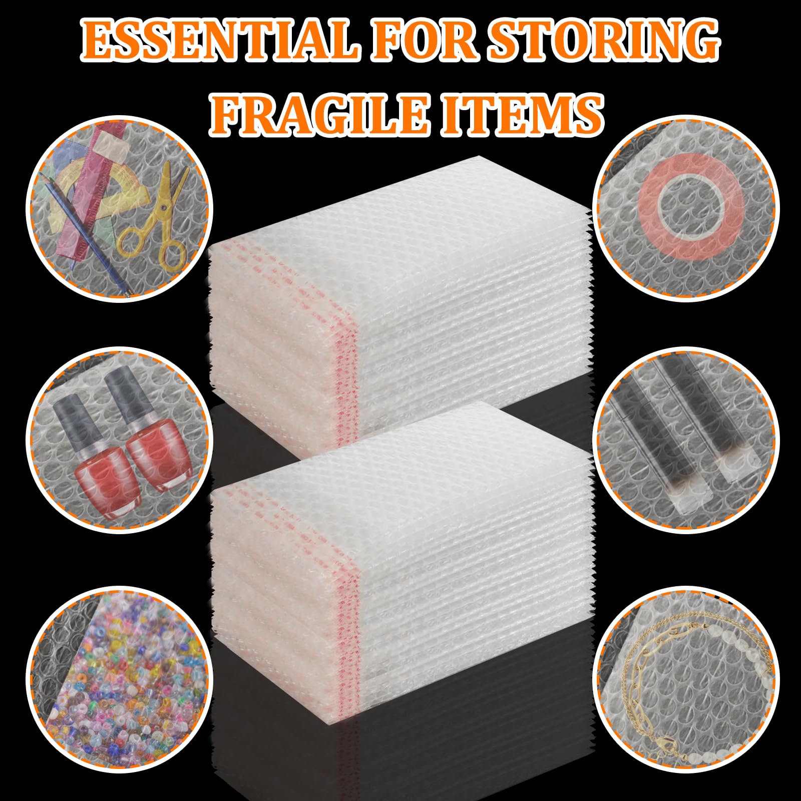 DAJAVE Luftpolsterbeutel, 10,2 x 15,2 cm, transparent, doppelwandige Luftpolstertasche, Polsterung, Verpackungsbeutel für kleine Unternehmen, Umzug, Versandaufbewahrung, 300 Stück