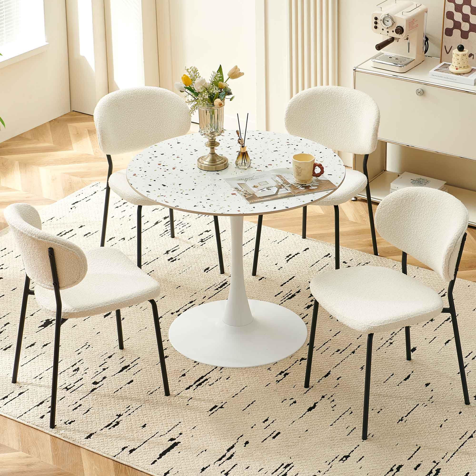 Amazon.com - Homedot Round Table Set for 4, Modern Mid Century Kitchen ...