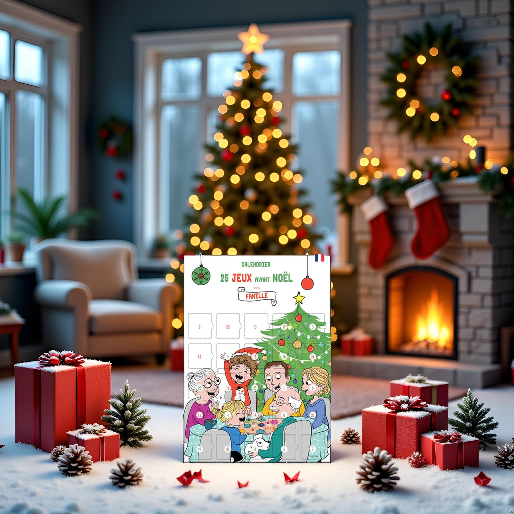 Calendario Dell'Avvento Famiglia Poster A3 – 25 Sfide Serali Per Adulti E Bambini, Conto Alla Rovescia Natalizio