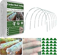 WYRJXYB Garden Mesh Netting Kit: 10x30FT Ultra Fine Net + 6 Fiberglass Hoops for Raised Beds, Veggies, Fruits - Bird Pest Protection