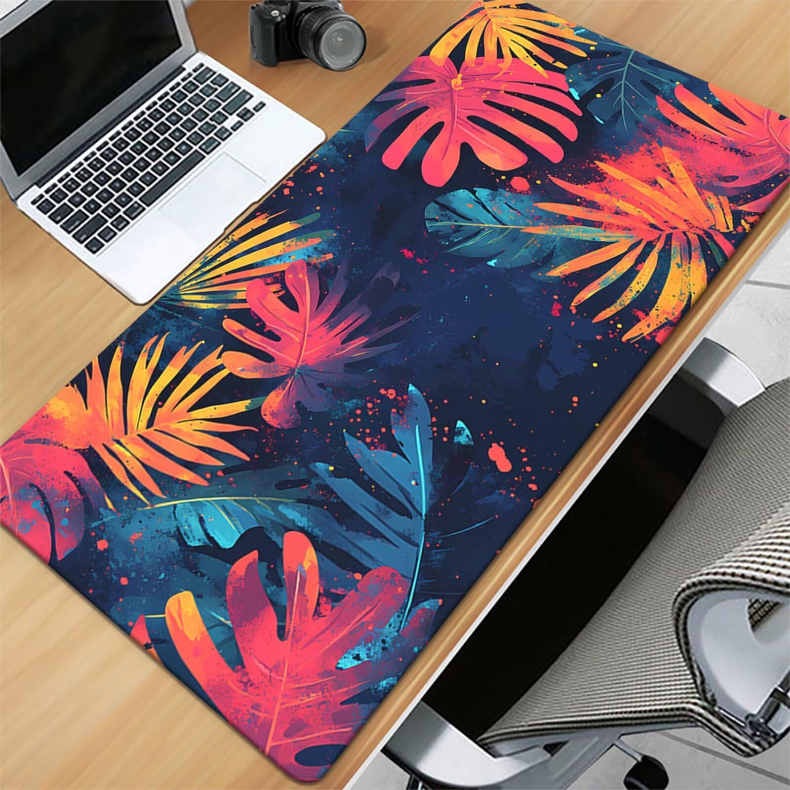 Tappetino Mouse da Gioco 1000x500x3mm, Foglie Tropicali Mouse Pad XXL ad Alta Precisione e Velocità, Base in Gomma Antiscivolo Ultra-Grip, Tappetino per Scrivania Tastiera e PC