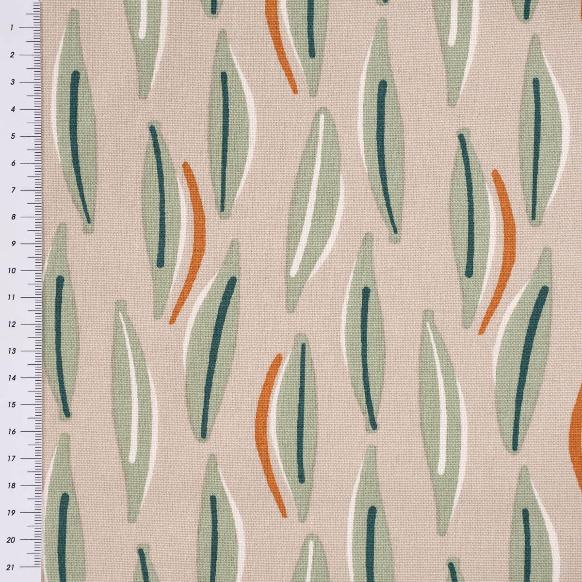 SCHÖNER LEBEN. Paraspifferi in tela Cojio, foglie astratte beige, verde, diverse misure, a scelta: 100 cm di lunghezza