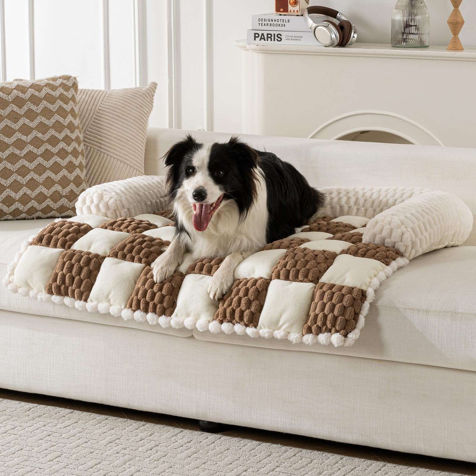 Npetrsnug Dog Couch Bed, Thick Flannel Dog Couch Cover Protector, Washable Pet Couch Covers for Sofa, Non-Slip Couch Covers for Dogs, Pet Bed Mat for