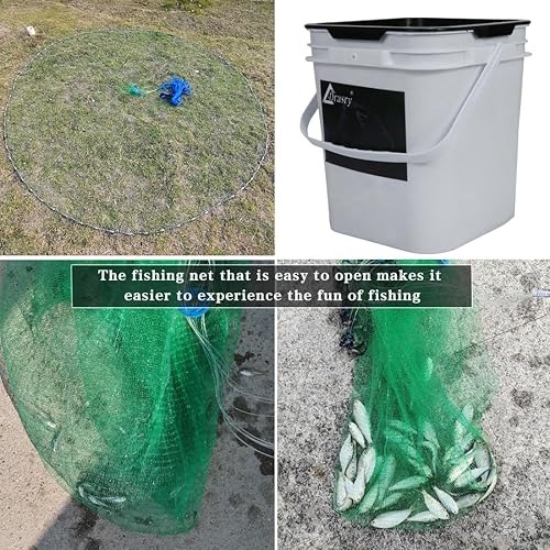 Miniatura 5 de Drasry Red de Lanzar de Pesca Americana de Agua Salada Tamaño de Malla de 3/8 Pulgadas para Cebo Trampa de Camarones Peces Plomos de Servicio Pesado