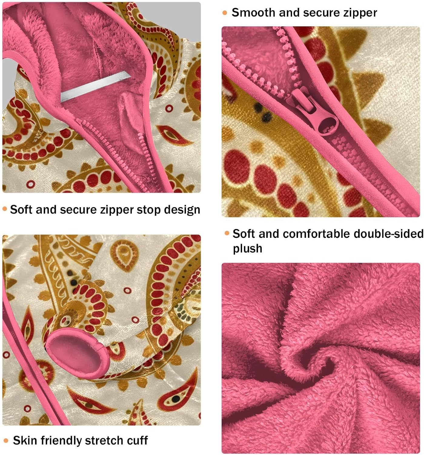 ALAZA Yellow Floral Paisley Hoodie Jacket for Girls Toddler Fleece Zip Up Coat Plush Jacket for 3 Years
