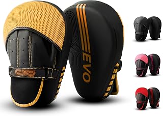 EVO Fitness Curved Matte Black Boxing Pads Men focus Mitts Punching Women MMA Muay Thai Martial Arts KickBoxing Hook and jab Hand Target Strike Shield Training Pads