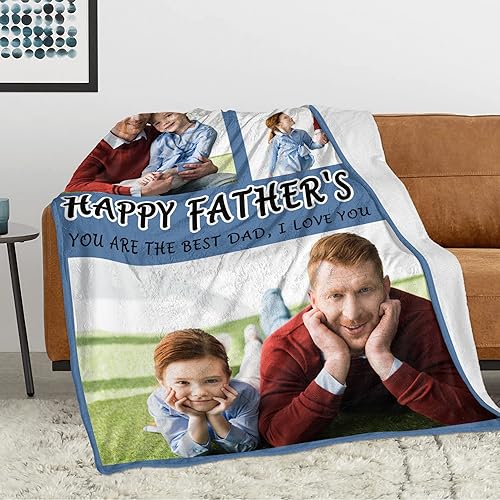 Miniatura 6 de Youltar Regalos para el Día del Padre, manta personalizada con fotos, regalos para papá de parte de hija e hijo, manta con fotos personalizadas,