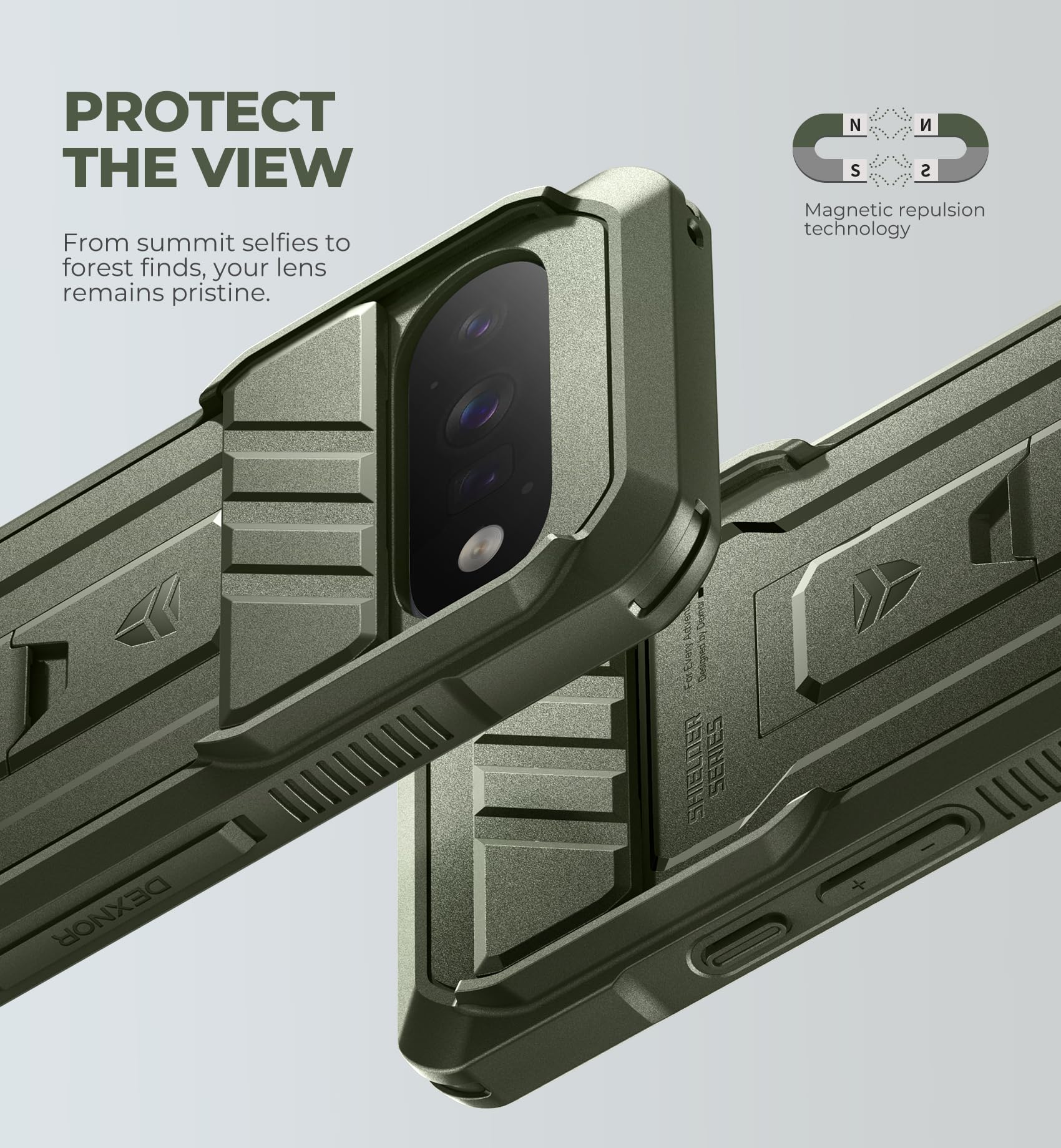 Dexnor per Cover Google Pixel 11&11 Pro con Cover Scorrevole Fotocamera & 2 Cornici Anteriori & Proteggi Schermo Integrato & Supporto, Cover Protettiva Integrale Anticaduta Heavy-Duty Robusta - Verde