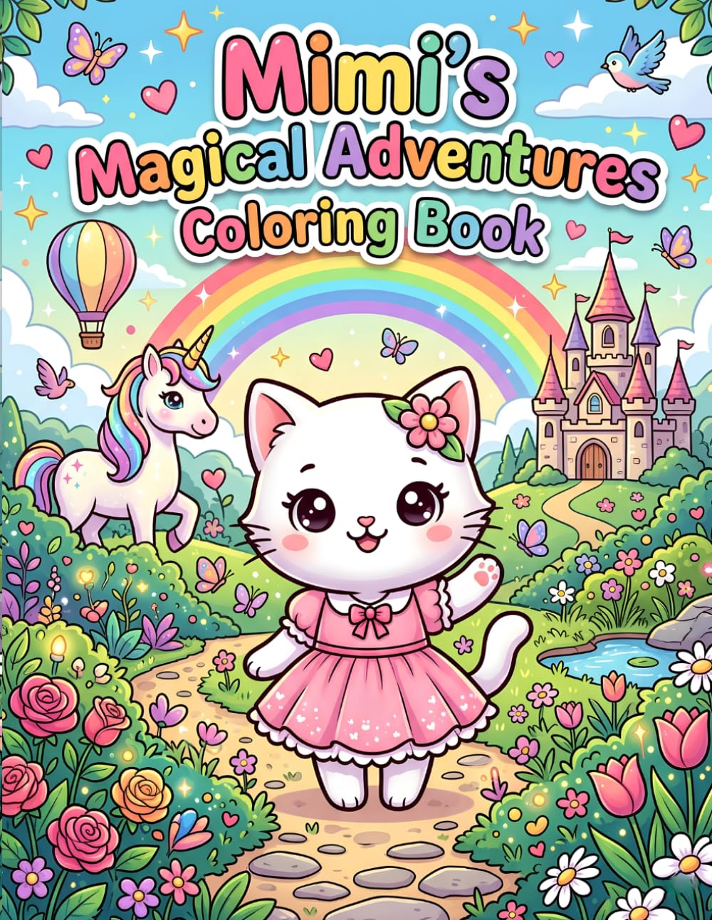 Mimi's Magical Adventures Coloring Book: 25 Fun Scenes with a Sweet Kitty for Kids Ages 3-8