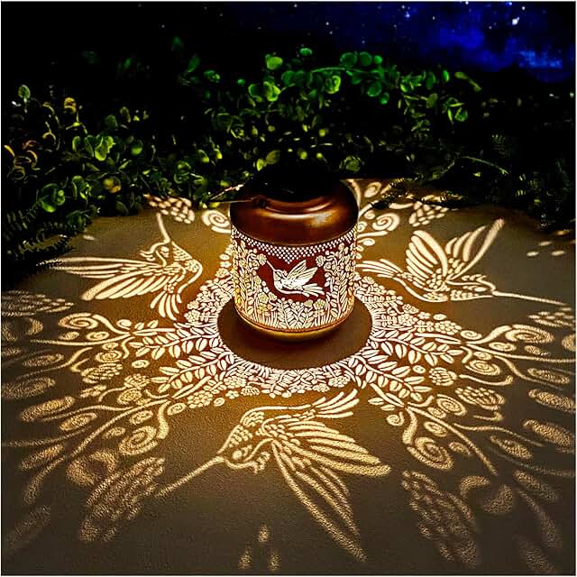 Hummingbird Solar Lanterns Outdoor Waterproof Hanging Solar Lights Hummingbird Gifts for Women Men Metal Bird Decorative L...