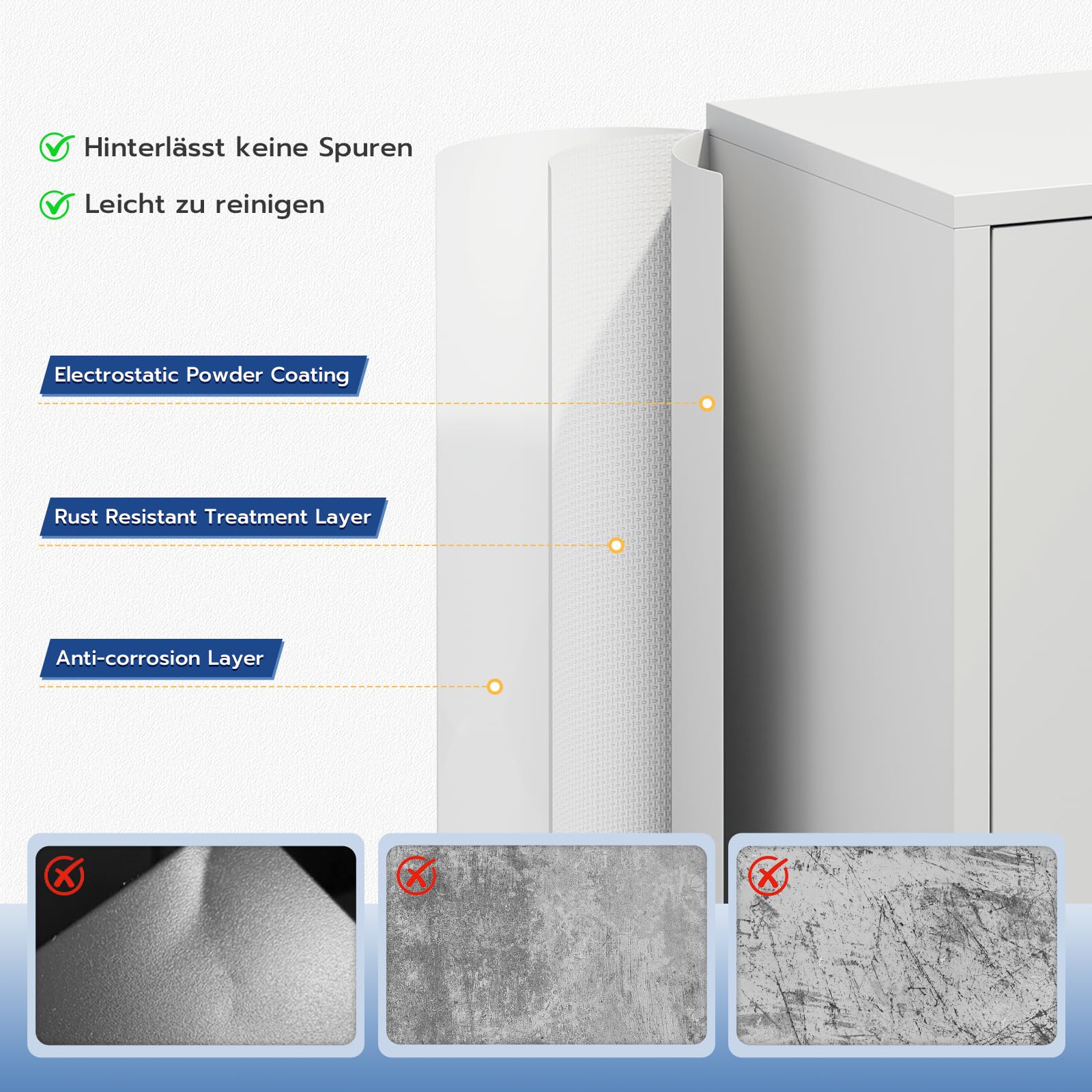 YOUDENOVA Aktenschrank,90 x 90 x 40 Metall Aktenschrank Abschließbar mit 2 Türen,Mehrzweckschrank mit 3 Ebenen,Weiß Mehrzweckschrank mit verstellbare Ablagen
