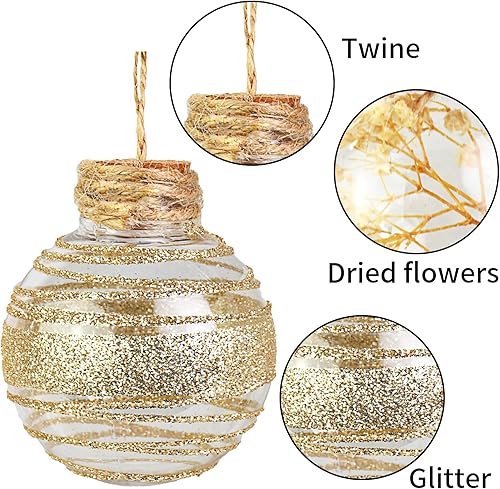 Miniatura 6 de Mupera 12 bolas de Navidad  Bolas de árbol de Navidad champán con purpurina mejoradas, bolas inastillables reutilizables para colgar, adecuadas para