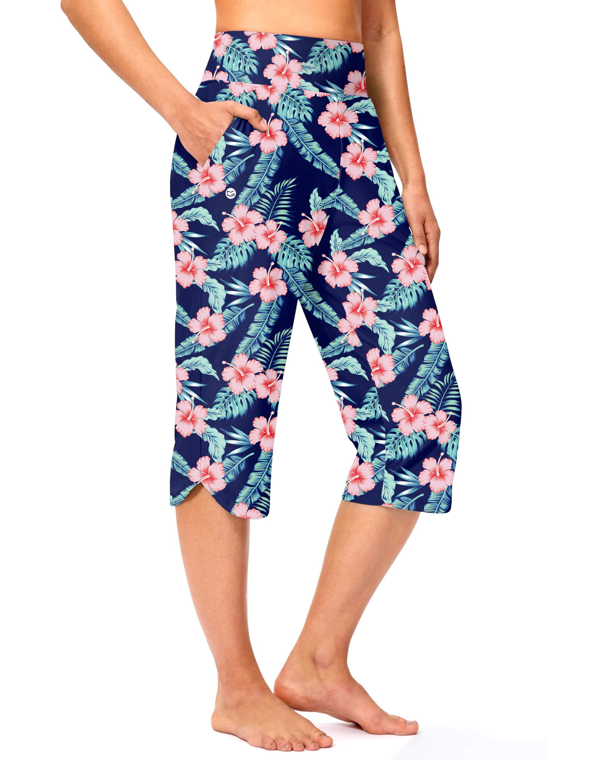 G Gradual Womens Swim Capri Pants 18 High Waisted Long Board Shorts UPF 50 Modest Swimsuits Pants with
