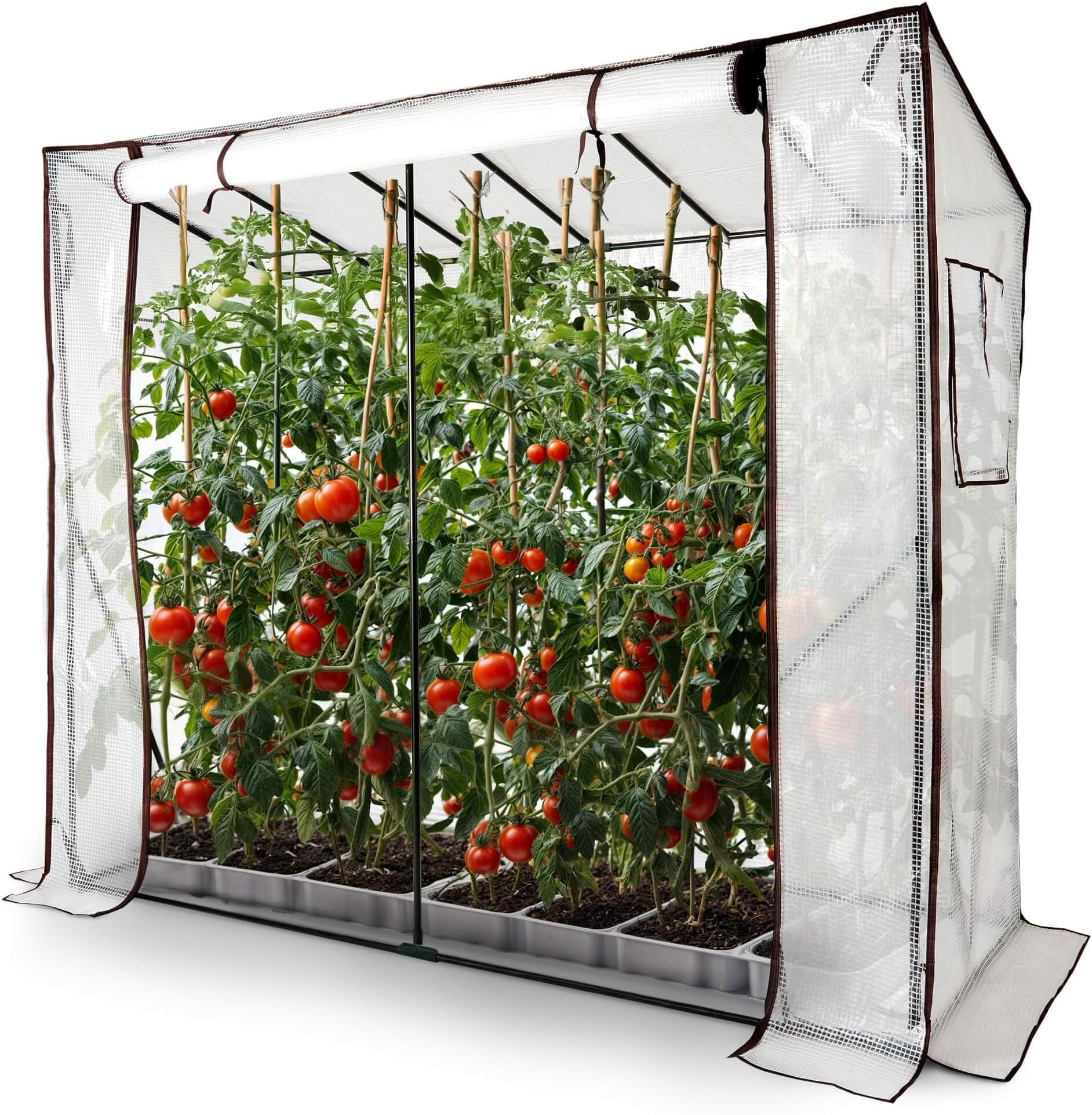 Serre à Tomates IDMarket 120x30x120cm - Kit Complet Avec Bâche PE Et Support Bois Pour Culture