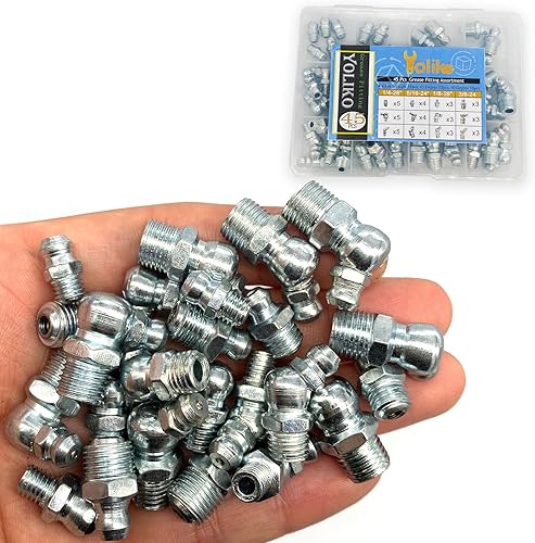 Miniatura 4 de Yoliko 14"-38" 45pcs 4 tamaños de engrase surtido recto 45 90 grados grasa Zerk accesorios, accesorios de grasa de acero galvanizado y puntas de