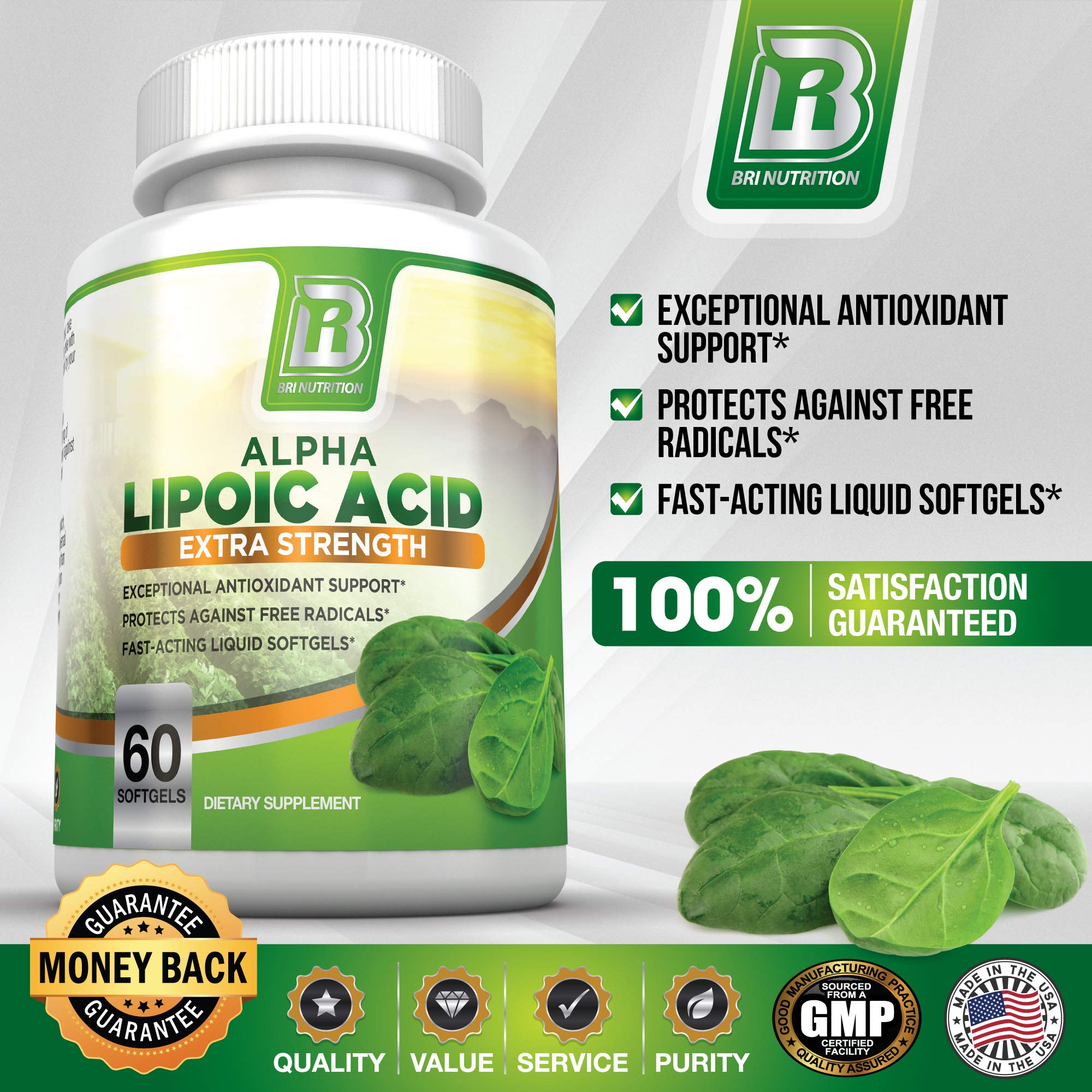 Buy BRI Nutrition Alpha Lipoic Acid ALA Softgel Combats Free Radical
