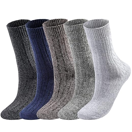 Clothirily 5 Pairs Wool Socks - Wool Socks for Women, Womens Wool Socks, Warm Socks for Women, Thick Knit Winter Socks Wool Cozy Socks Christmas Gifts for Women