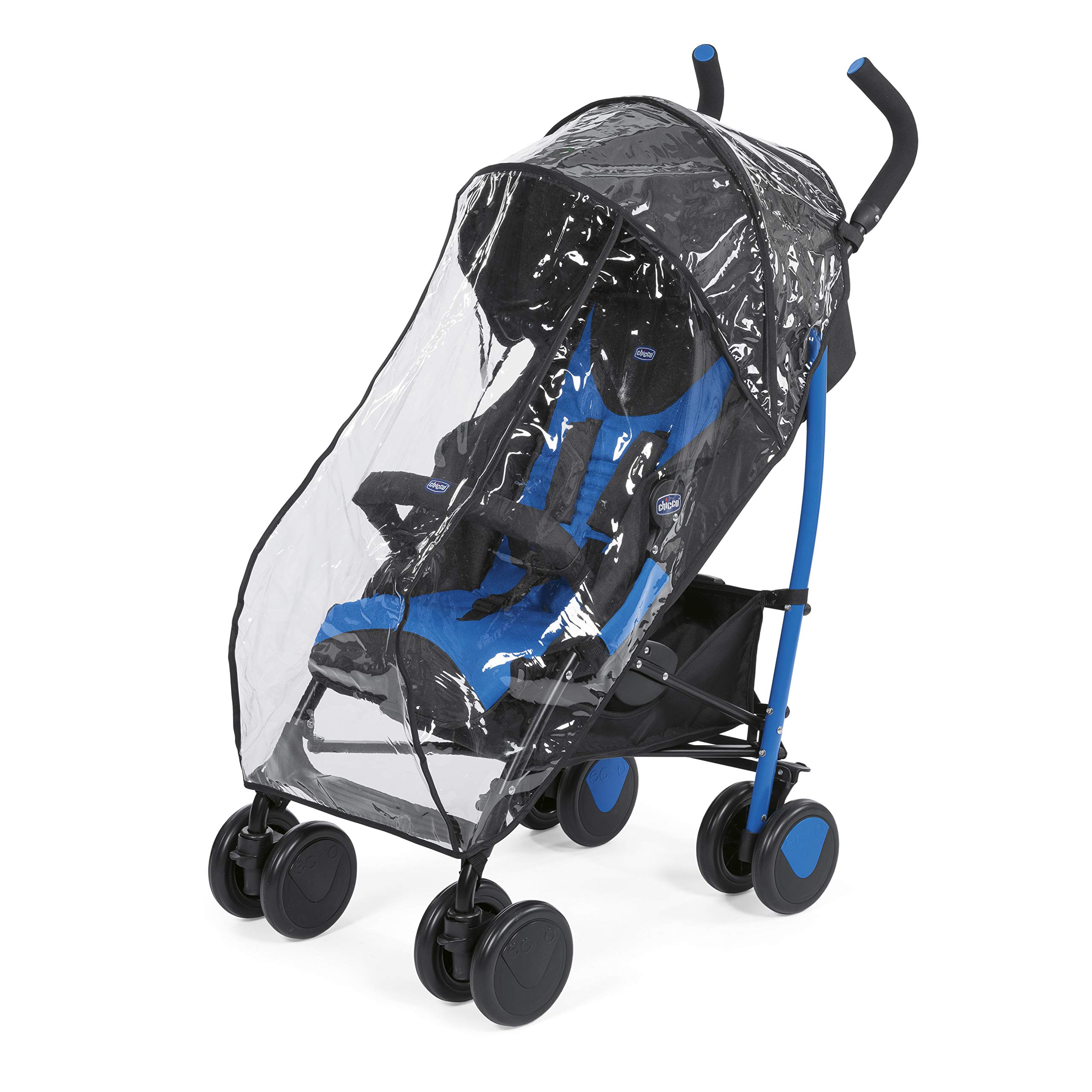 Chicco Echo Silla de Paseo Ligera y Plegable desde 0 Meses hasta 22 Kg, Carrito Bebé Compacto y Reclinable con Apoyabrazos, Posición para Dormir, Cierre Paraguas y Parasol Ajustable - Azul (Mr. Blue)
