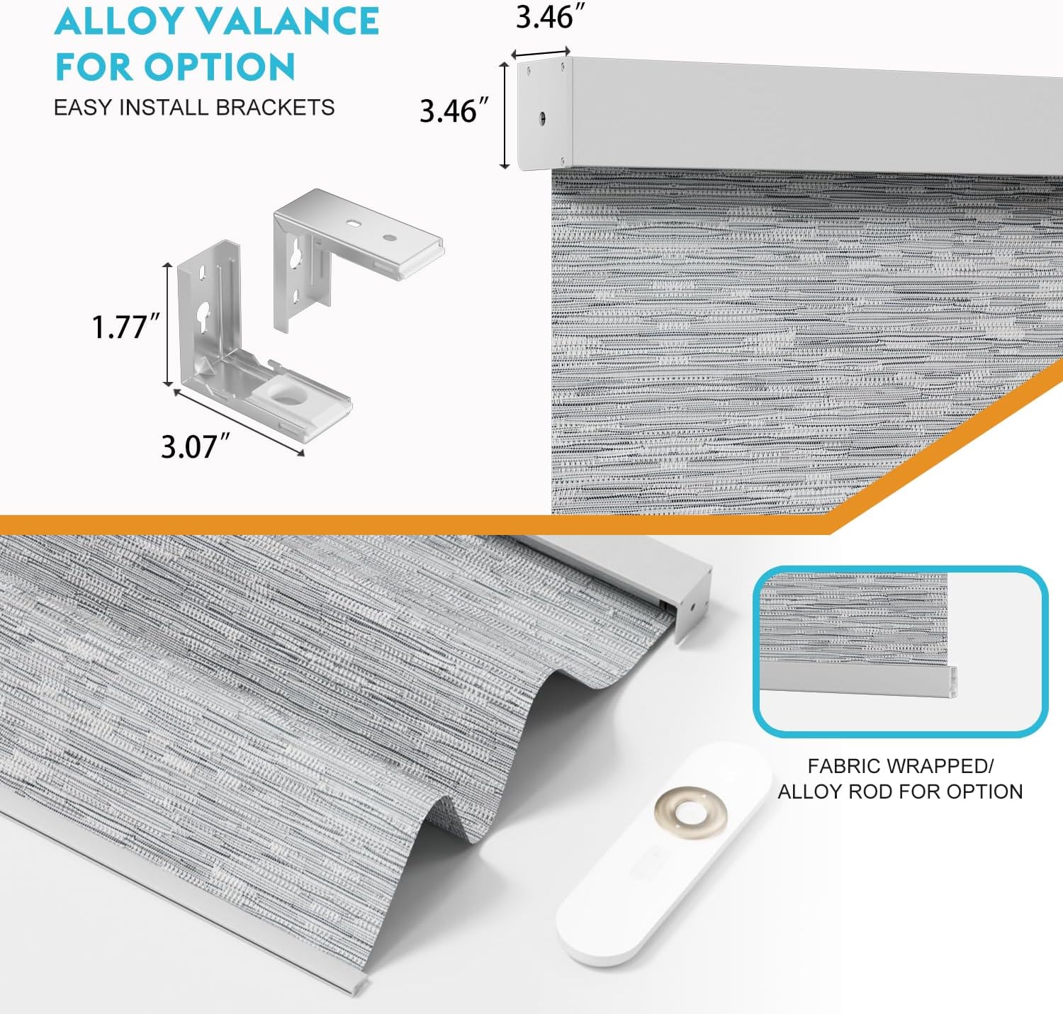 Custom Motorized Blinds, 100% Blackout Smart Roller Shades for Windows, Automatic Electric Blinds with Remote, Homekit Alexa Compatible, Solar Power & Rechargeable Battery (Jacquard Grey)