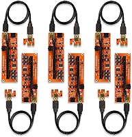 Vista 10 de PCIE Riser VER 011 PRO - Extensión gráfica de 1x a 16x para minería de GPU, cable USB 3.0 de 23.6 in, 10 condensadores sólidos, 12 luces LED, 2 x 6