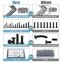 Vista 4 de Kit surtido de 1625 tornillos y tuercas, M2 M3 M4 M5 Surtido de pernos de tuerca con cerradura y arandelas planas, kit surtido de tornillos