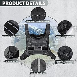 Muserise Sports Chest Bag For Men Women, Water Resistant Lightweight Front Chest Pack, Running Vest Bag With Built-In Phone Holder & Extra Storage For Workouts, Running, Cycling (Camo)