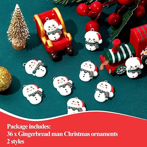 Miniatura 9 de 36 piezas de adornos de Navidad de hombre de jengibre, muñeco de nieve, figuras de pan de jengibre, decoraciones de árbol de Navidad, dijes