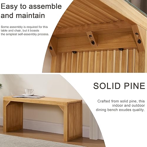 Miniatura 4 de Juego de mesa de comedor con bancos, mesa de comedor de madera con vidrio templado y juego de banco, juego de mesa de comedor pequeño para entrada,