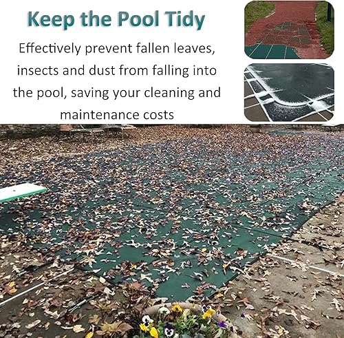 Miniatura 4 de Cubierta de red para hojas de piscina para inviernoresortes de seguridad para piscinas anchas de 1 3 5 7 9 11 M, cubierta para piscina verde para