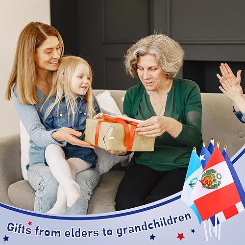 Miniatura 7 de 110 banderas de mano latinas de 22 países de habla hispana, pequeñas banderas de mano latinoamericanas, mini banderas en palos para decoración de