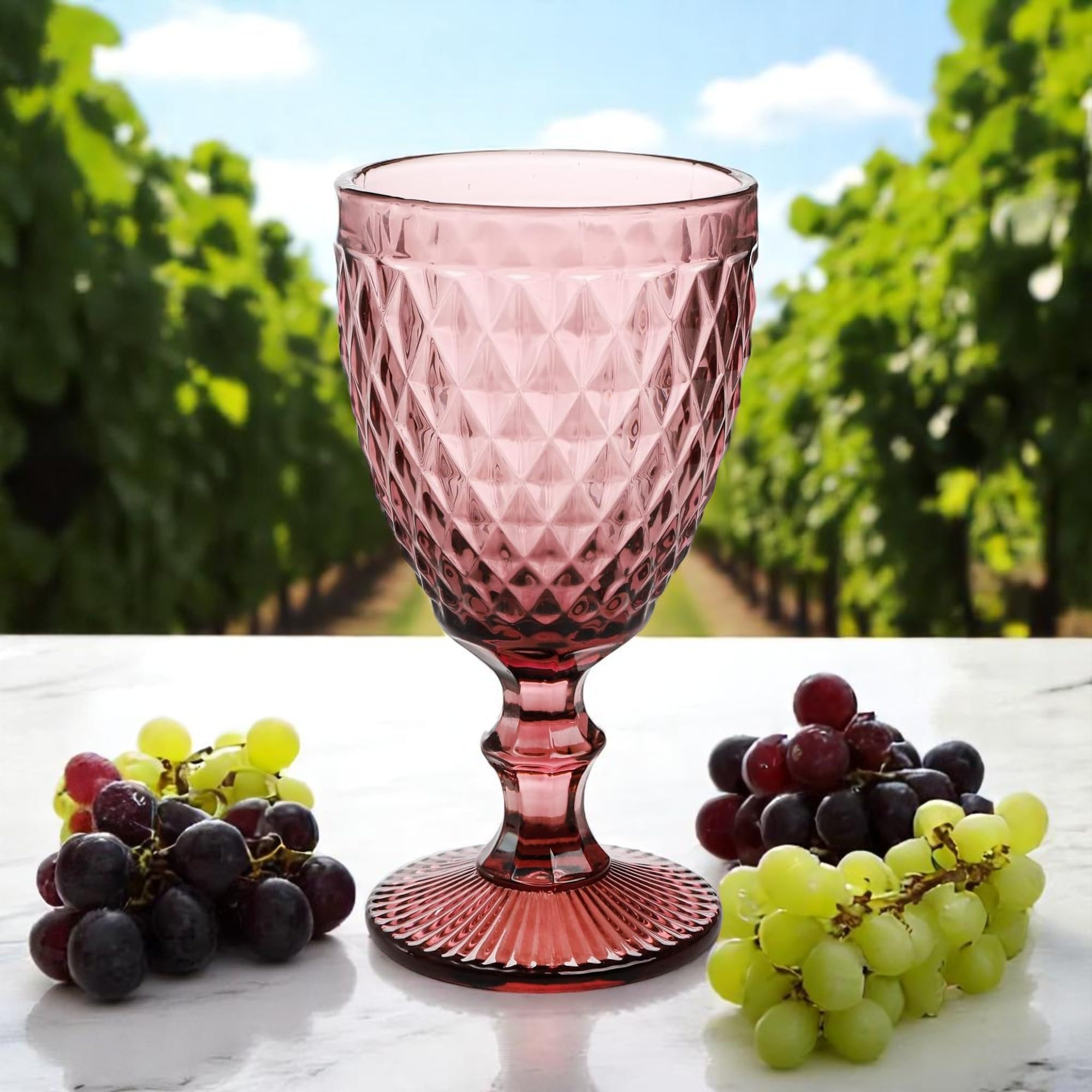 Roi Vintage 6 Pièces Set Filet De Verre À Vin - Verres À Boire Longs - Mauve