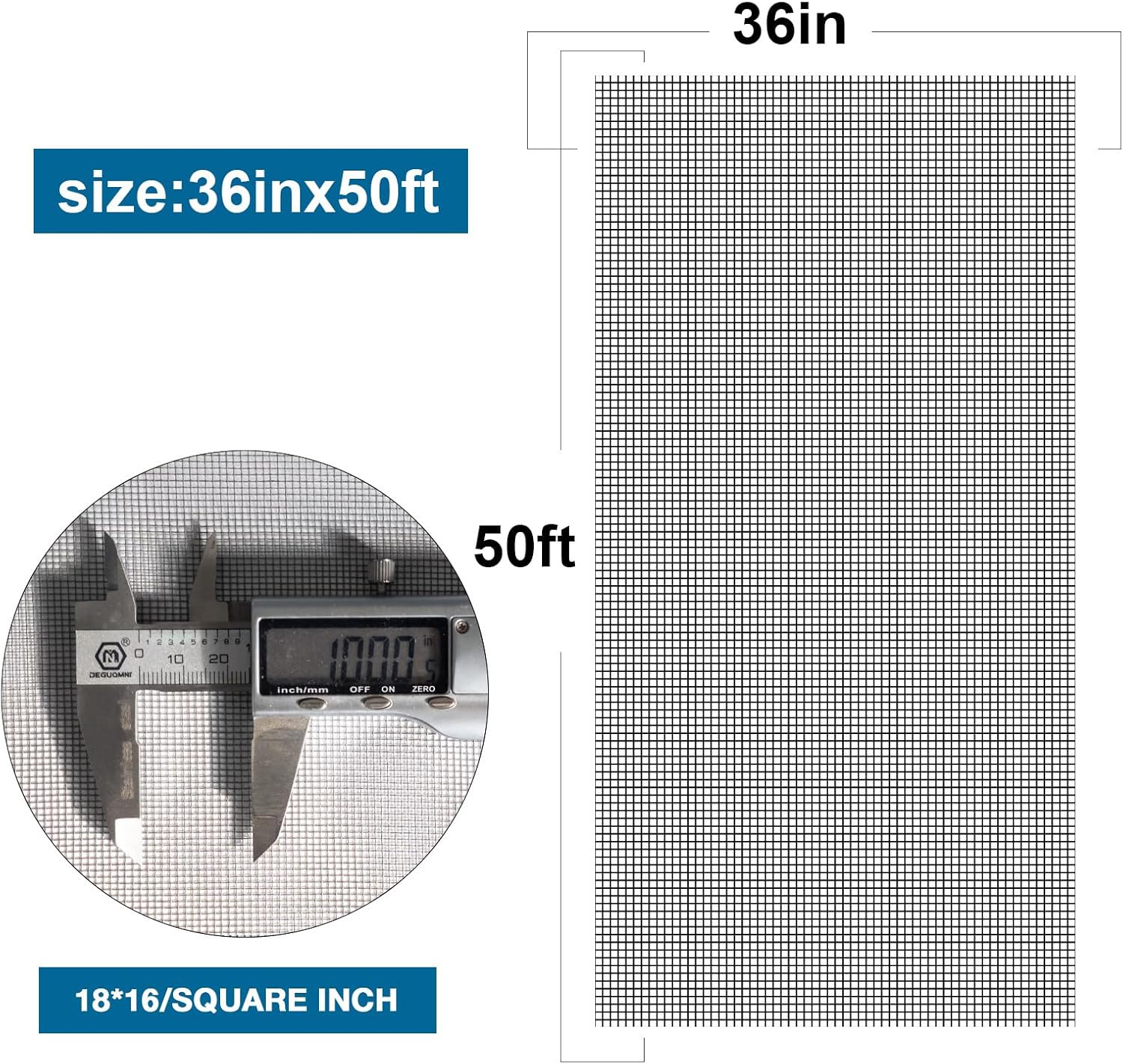48" x 118" Black Fiberglass Window and Door Screen Mesh