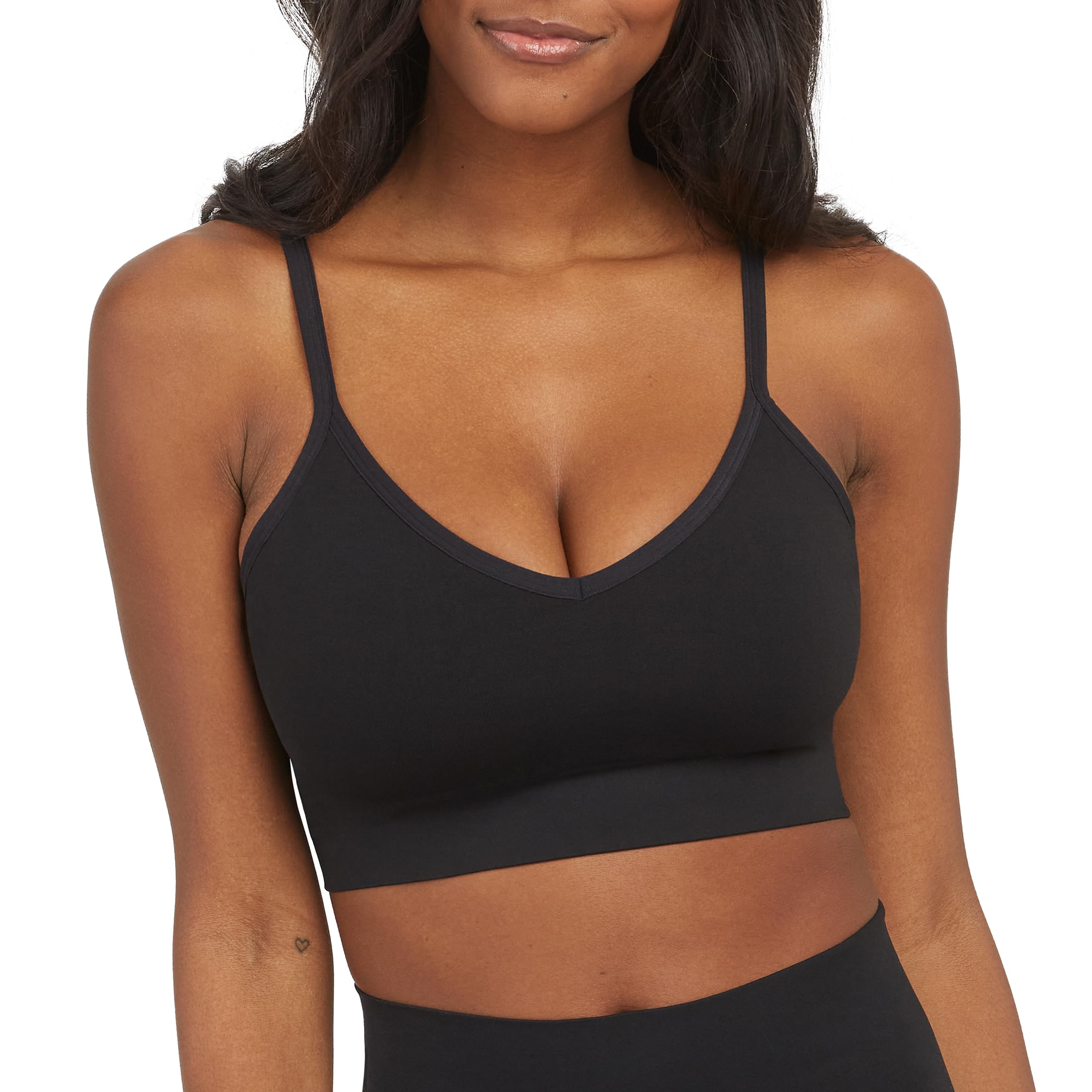 Spanx SPANXsmooth EcoCare Seamless Shaping Longline Bralette - Comfortable Everyday Bralette - Women's Bra with No Underwire - Very Black - Small