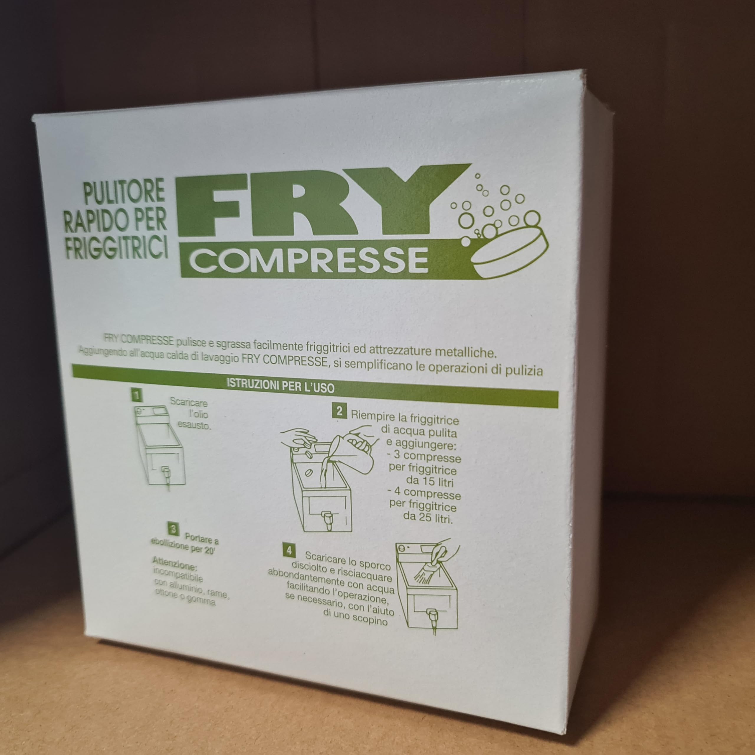 PULITORE RAPIDO PER FRIGGITRICI FRY COMPRESSE - CONF. DA 25 COMPRESSE