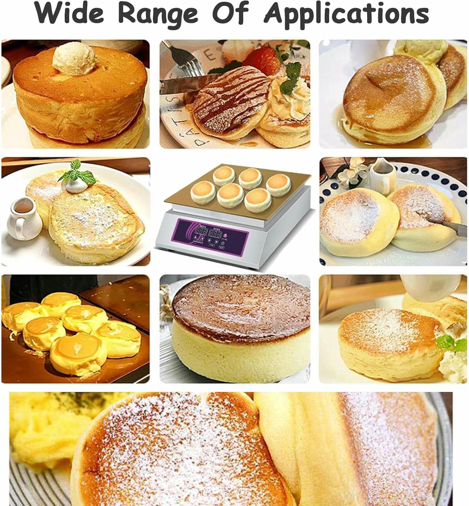 Máquina eléctrica para Hacer soufflé, máquina Comercial para Hacer soufflé de panqueques Dorayaki, con Cubierta de Acero Inoxidable, para restaurantes, panaderías, Tiendas de postres