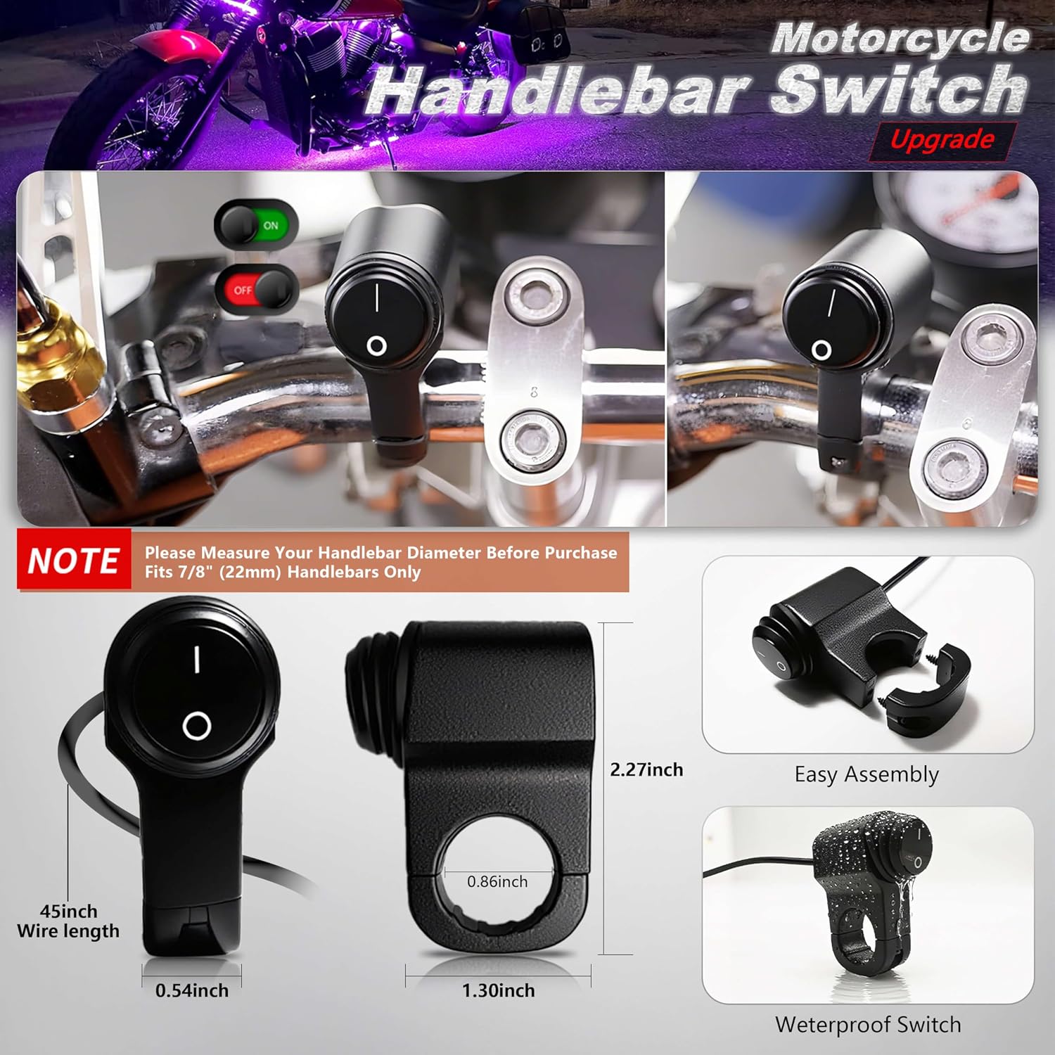 8PCS Motorcycle RGB LED Light Kit with Handlebar Switch Brake Turn Signal, Multicolor Underglow Lights with APP/RF Remote, Neon Strips 12V Waterproof for Sport Bike, Cruiser, Street & Dirt Motorcycle image 2