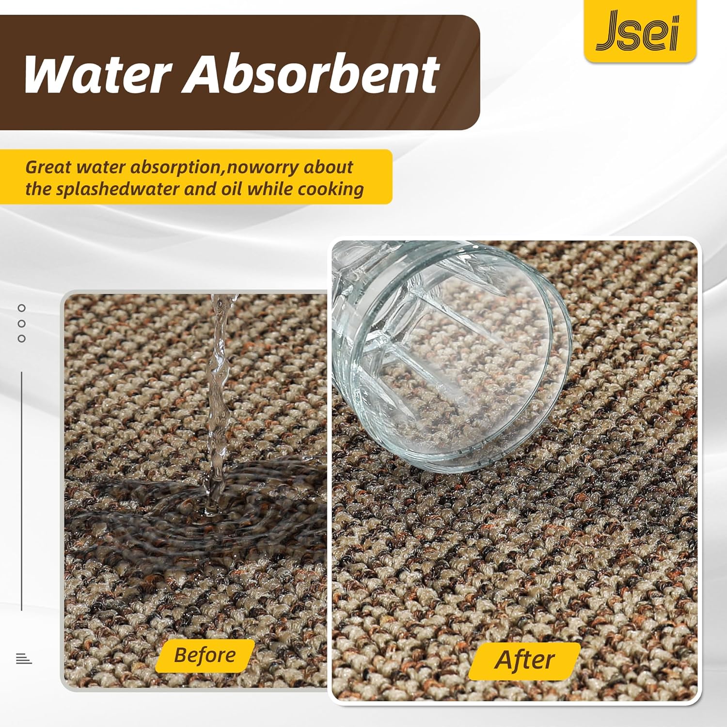 JSEI Scalloped Kitchen Rugs and Mats 2PCS, Kitchen Mats for Floor, Non-Slip Washable Kitchen Runner, Absorbent and Stain Resistant Rugs for Kitchen, Laundry & Sink, 17"x30"+17"x60", Taupe