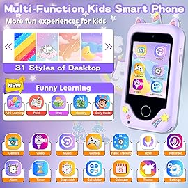 Kids Smart Phone Toys, 3 4 5 6 7 8 9 Year Old Kids Christmas Birthday Gifts for Boys Girls, 2.8 Touchscreen Toddler Cell Phone, Children Play Toy Phone with Dual Camera, Game, Music Player, 8GB Card