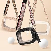 Vista 8 de Viva Terry Bolsa transparente aprobada para eventos de estadio, pequeña bolsa cruzada transparente con 2 correas ajustables para artículos